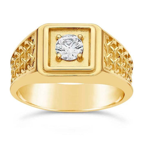 Galia - 14k Yellow & white Gold 1 Carat Round Wide Band Natural Diamond  Engagement Ring @ $2575 | Gabriel & Co.